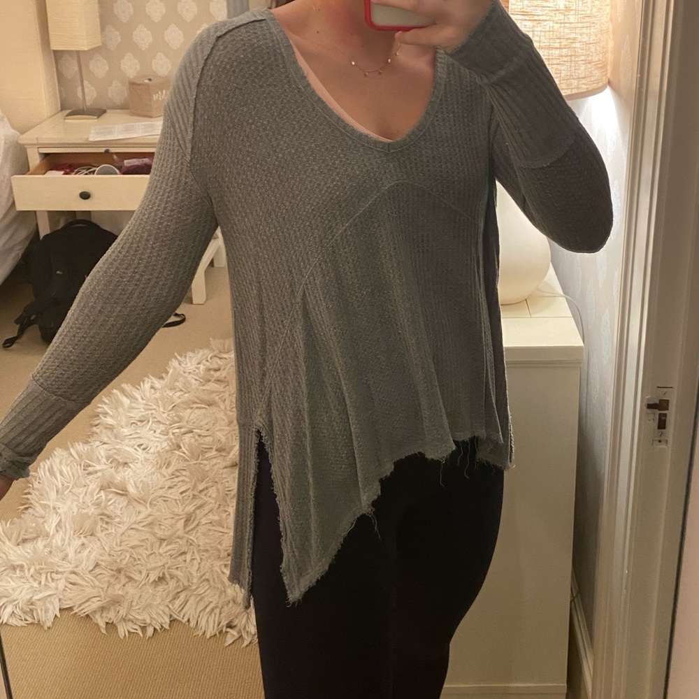 Free People Gray Waffle Thermal